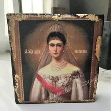 Икона Александра Федоровна Романова дерево модерн состаренная икона