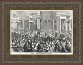 Торжественный прием в честь императора Александра II в Лондоне, гравюра 1874 г.